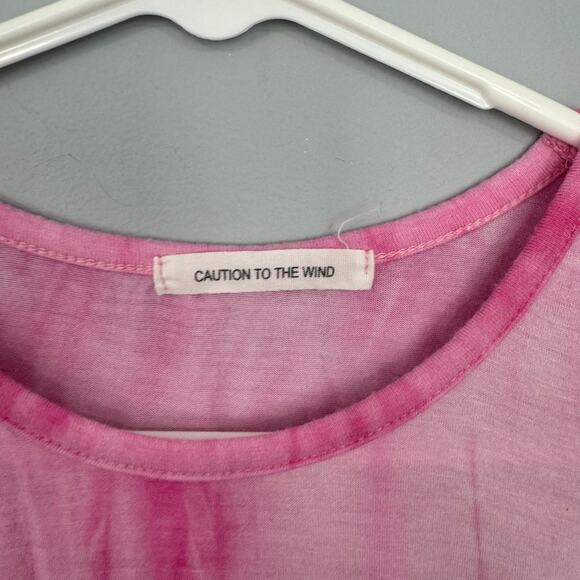 Caution to the Wind Pink Tie Dye Sleeveless Top Size Medium Front Side Knot - Picture 4 of 6